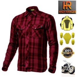 Men Motorbike Flannel Lumberjack Maroon Shirts Reinforced with DuPont™ Kevlar® fiber